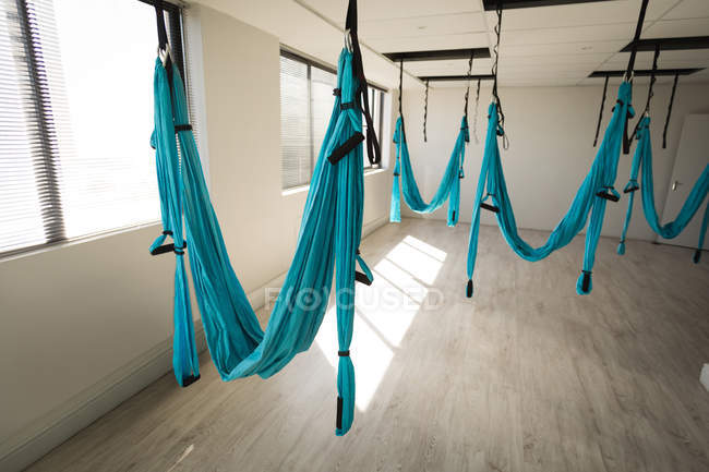 Empty swing sling hammock in fitness studio — Stock Photo