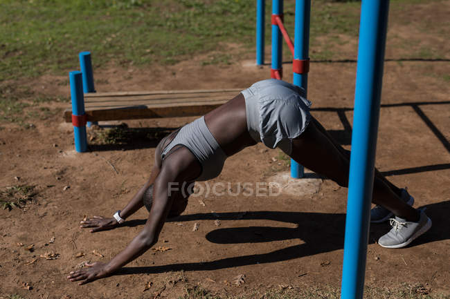 High angle view of female athlete exercising — Stock Photo