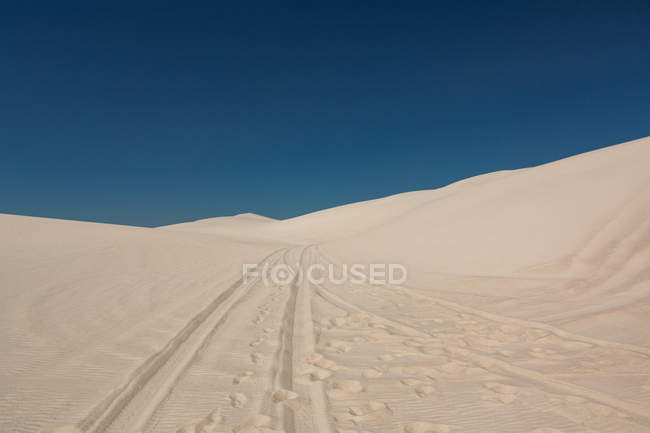Vista panorámica de la duna de arena en el desierto en un día soleado - foto de stock