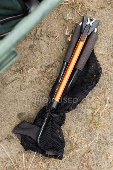 Fold-able fishing net place on ground — Stock Photo