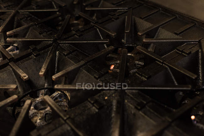 Close-up of stoves in commercial kitchen — Stock Photo