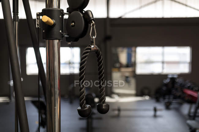 Close up of triceps machine in fitness studio — Stock Photo
