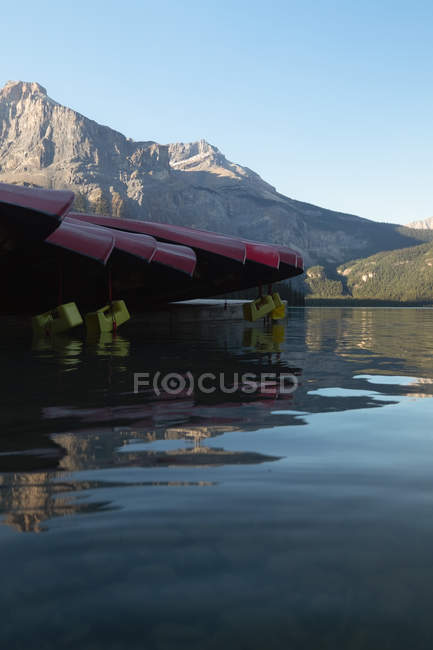 Barcos mantidos de cabeça para baixo na margem do rio no campo — Fotografia de Stock