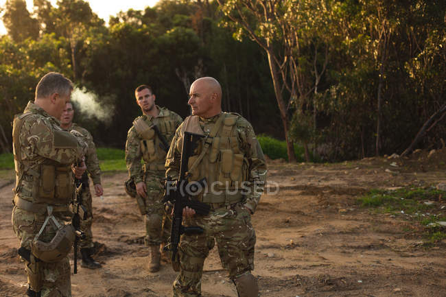 Military soldiers training together during military training — Stock Photo