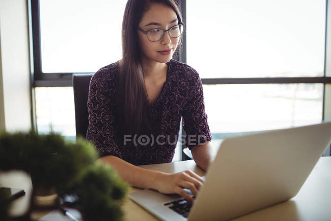 Giovane donna d'affari che lavora sul computer portatile in ufficio — Foto stock