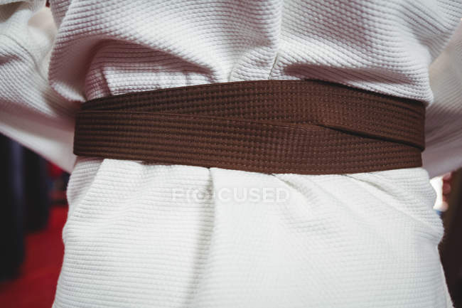 Sección media del jugador de karate en cinturón negro - foto de stock