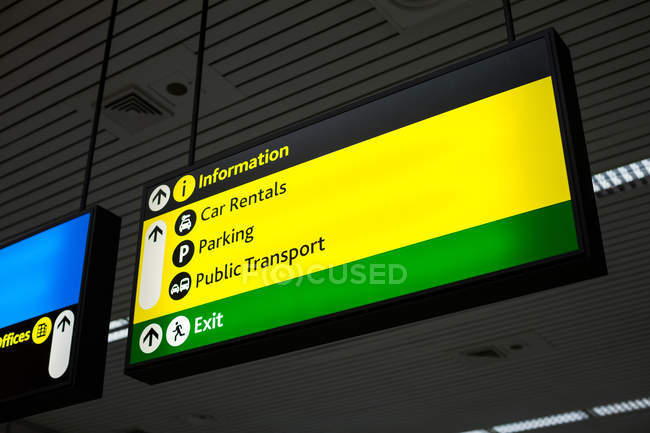 Close-up of information board at airport — Stock Photo