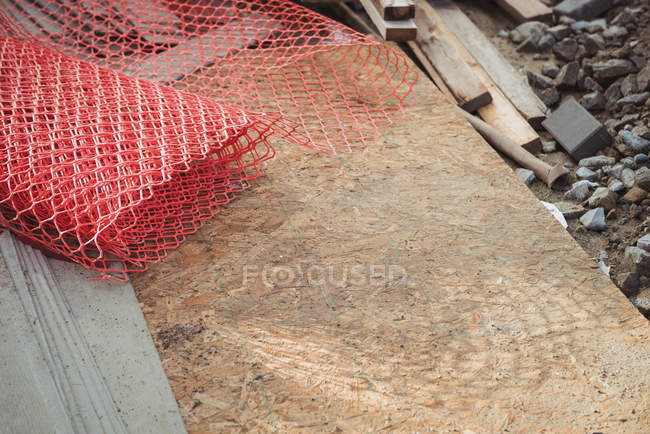 Close-up of metallic net at construction site — Stock Photo