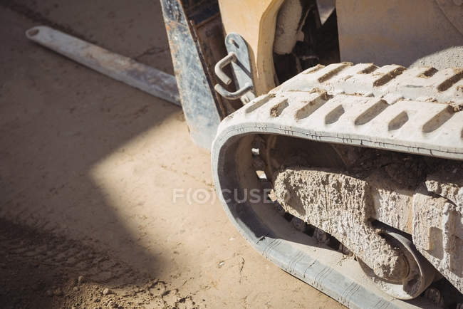 Close-up of caterpillar track of bulldozer — Stock Photo