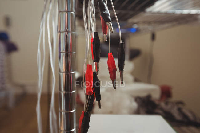 Close-up of cables for electro dry needling — Stock Photo