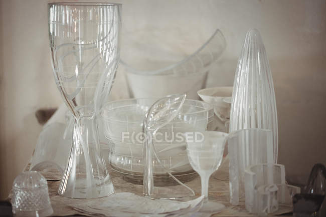 Close-up of glassware at glassblowing factory — Stock Photo