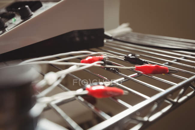 Close-up of cables for electro dry needling — Stock Photo