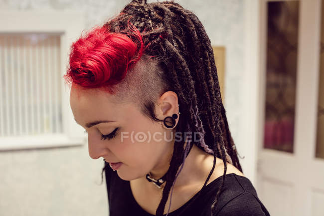 Close-up of woman with dreadlocks — Stock Photo