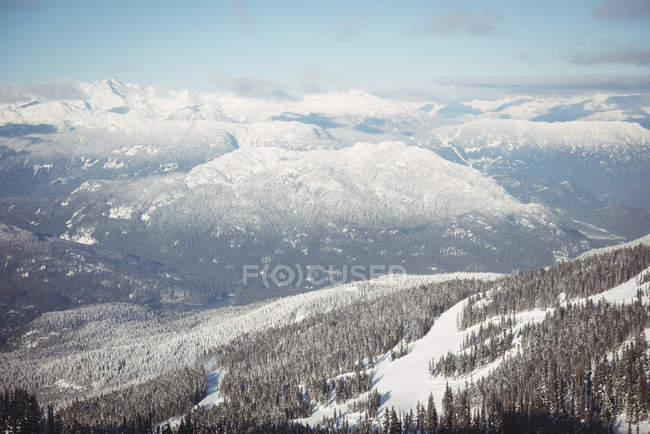 Blick auf schneebedeckte Berge im Winter — Stockfoto