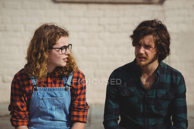 Couple interacting with each other on a sunny day — Stock Photo