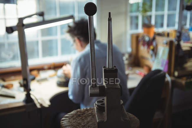 Close-up of a equipment in workshop — Stock Photo