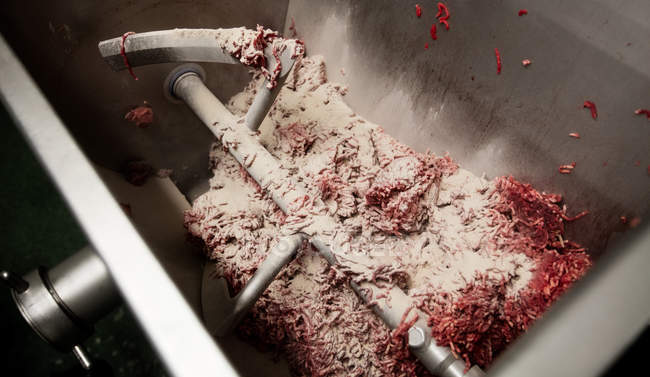 Close-up of mincer machine in butchers shop — Stock Photo