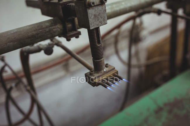 Heating machine of glassblower in glassblowing factory — Stock Photo