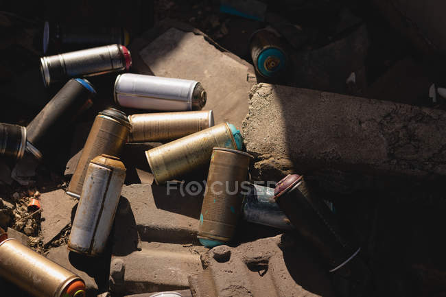 High angle view of aerosol can on ground — Stock Photo