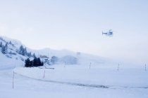 France, helicopter landing at Courchevel heliport — Stock Photo