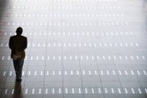 Rear view of silhouette of man walking at airport — Stock Photo