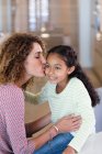 Happy mother kissing her daughter — Stock Photo