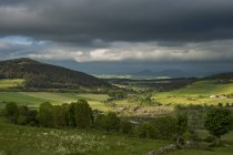 France, Auvergne-Rhones-Alpes, Haute-Loire, Deves, view of marsh of Landos at thunderstorm — Stock Photo