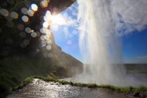 Islândia, Sudurland. Cachoeira Seljalandsfoss. — Fotografia de Stock