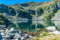 France, Pyrenees Ariegeises Regional Nature Park, Bassies lakes hiking trail, Alate pond, GR 10 — стокове фото
