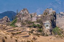 Moyen-Orient, Yémen, Centre Ouest, région de Jebel Harraz (Liste indicative du patrimoine mondial de l'UNESCO) village perché (tournage 03 / 2007) — Photo de stock