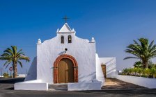 Spain, Canary Islands, Lanzarote Island, white chapel — Stock Photo