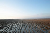 France, Bourgneuf Bay at low tide, mud deposits brought by sea currents, sunset. — Stock Photo