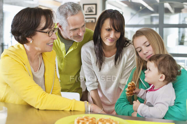 Happy multi-generation family at home — Stock Photo