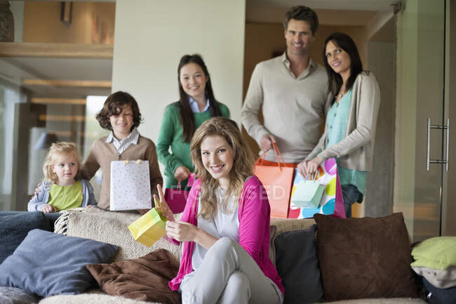 Family celebrating Mother's Day party at home — Stock Photo