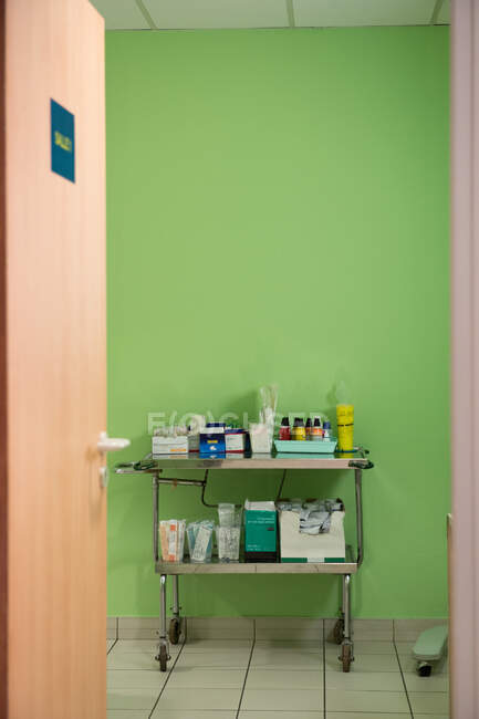 Medicine trolley in hospital — Stock Photo