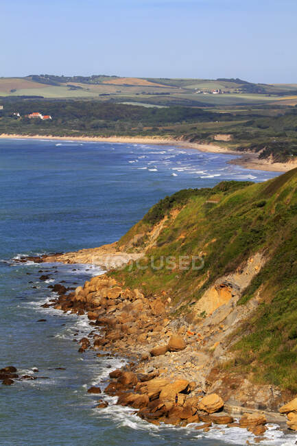 Frankreich, Nordküste. Blick auf die Bucht von Wissant vom Cap Gris-Nez — Stockfoto