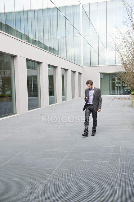 Businessman text messaging on a mobile phone — Stock Photo