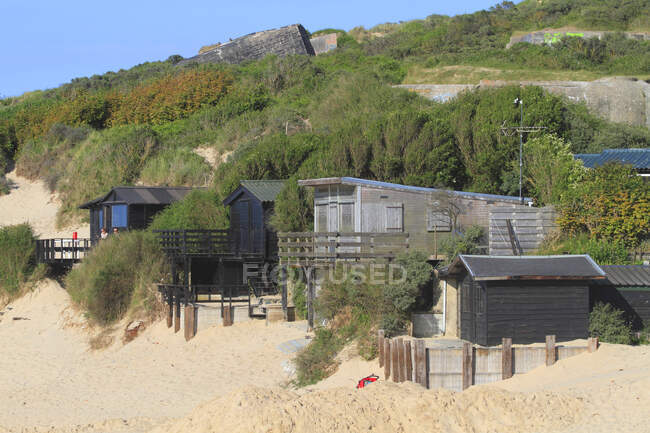 France, North Coast. Wissant: Huts on the dune — Stock Photo