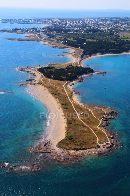 Luftaufnahme der Halbinsel Quiberon, Westfrankreich, Frankreich — Stockfoto
