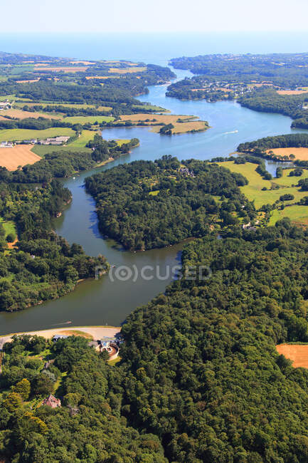Francia, Bretagna, Morbihan. Vista aerea. Il fiume Aven. — Foto stock