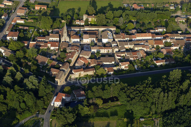 France, Southern France, aerial view of the town of Villefranche du Queyran — Stock Photo