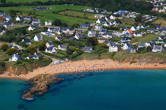 Francia, Bretagna, Morbihan. Moelan sur mer. Le Pouldu. Vista aerea. — Foto stock