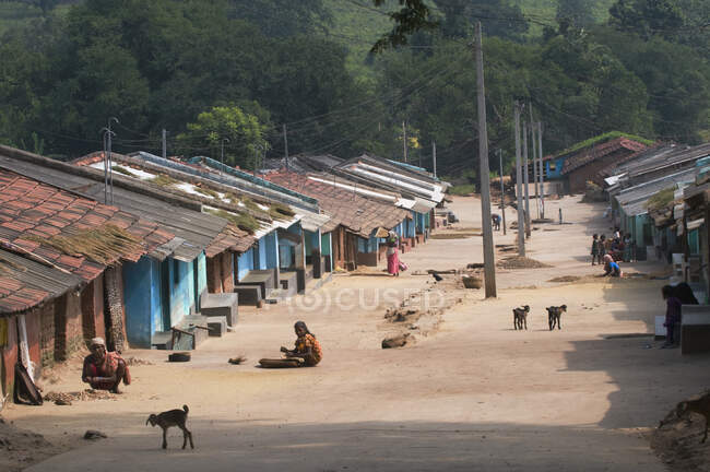 India, Orissa, distrito de Koraput, Kunjapai, pueblo del grupo étnico Kuvi Kondk - foto de stock