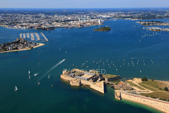 Francia, Bretagna, Morbihan. Lorient. Cittadella di Port Louis. Vista aerea. — Foto stock