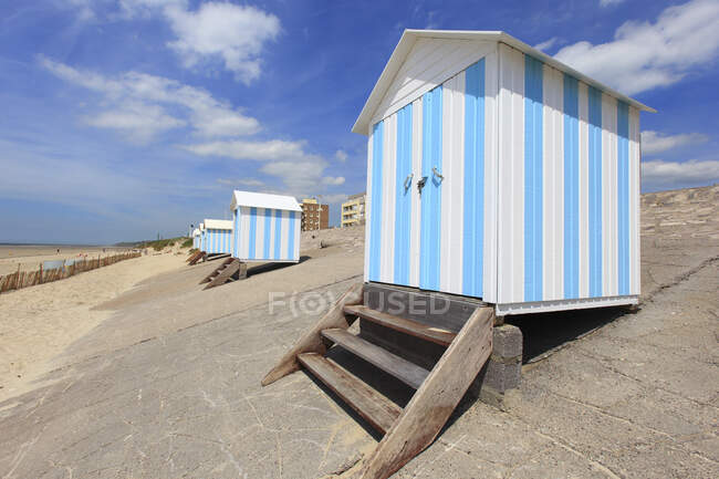 France, Northern France, Hardelot-Plage, beach cabins — Stock Photo