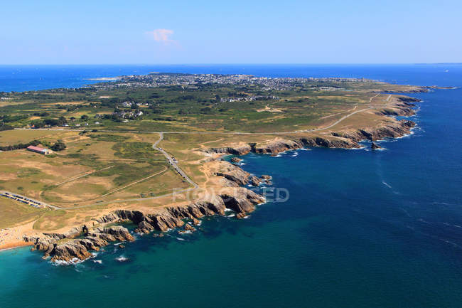 Vue aérienne de la péninsule de Quiberon, Ouest de la France, France — Photo de stock