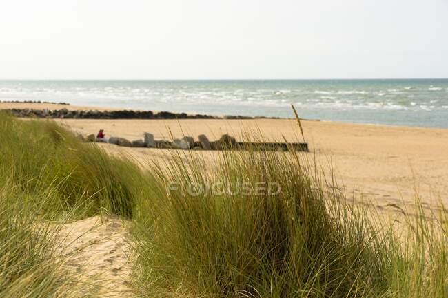 Франция, Нормандия, вид на море с дюн в Кабуре — стоковое фото