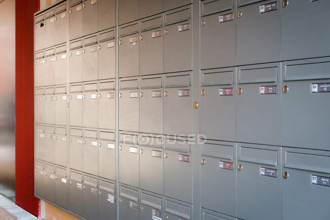 Letter boxes in a new building — Stock Photo