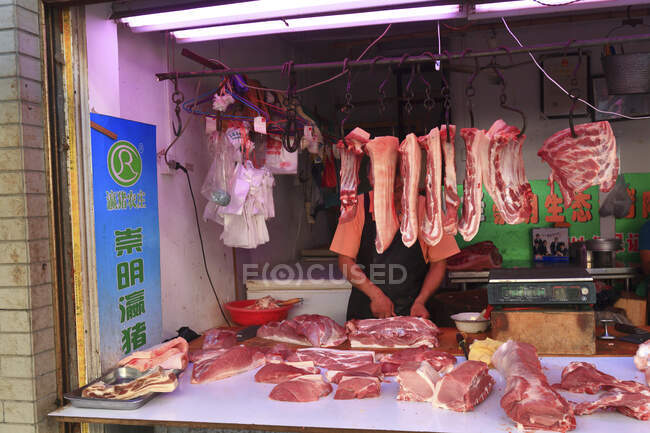 Asia, China, Shanghai. Carnicería - foto de stock
