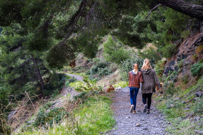 France,Var,Mother and daughter walking view from the back — Stock Photo